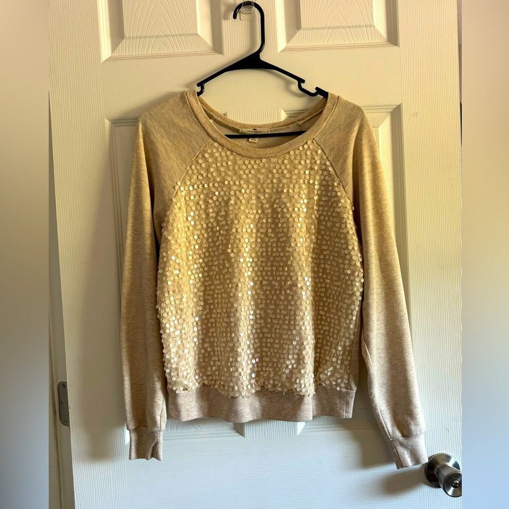 Tan sequined Iris Basic sweater